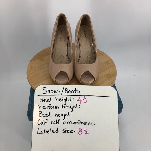 Roberto Vianni Nude Beige Glossy Leather Peep Toe high Heels size 8.5 - Picture 12 of 13